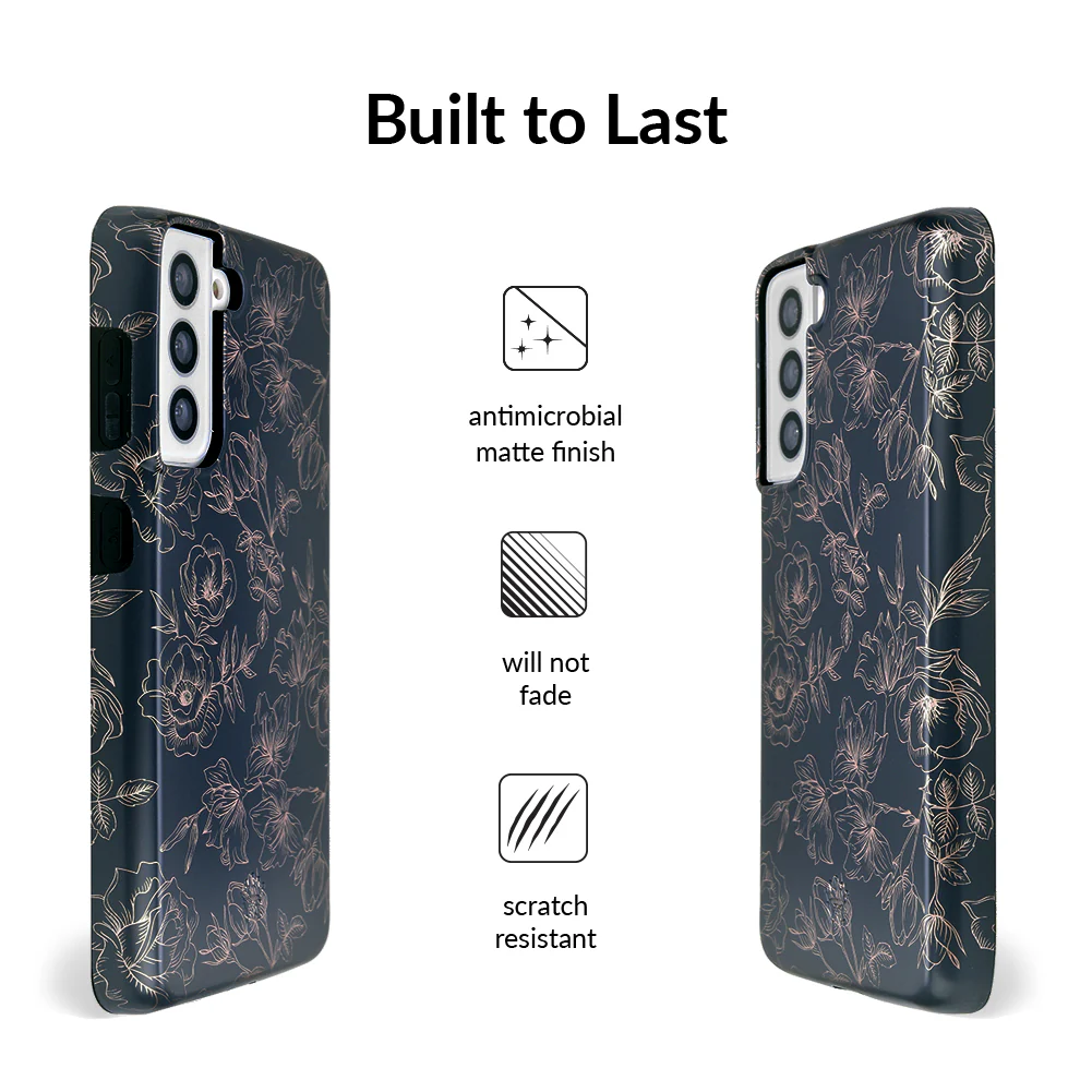 Floral Rose Gold Chrome Samsung Galaxy Case - Image 79